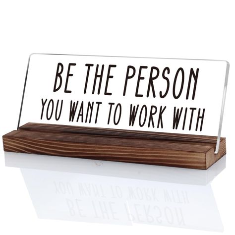 PRICES MAY VARY. 【Positive Quotes Desk Decor】 This Wooden Block is printed with inspirational words, “Be the Person You Want to Work With” would be as a motivational and positive gifts for your coworker, colleagues and friends, which can bring a sentiment of encouragement and hope. The messages on this desk sign is not just visually appealing but also uplifts the atmosphere of any office, reminding you to maintain humor and positivity even amidst busy, chaotic day. 【Inspirational Gifts for Cowor Christian Desk Decor, Office Desk Decor For Work Cubicle, Work Office Decor Professional, Office Gifts For Coworkers, Cube Ideas, Work Cubicle Decor, Work Office Ideas, Office Decor Workplace, Rustic Office Decor