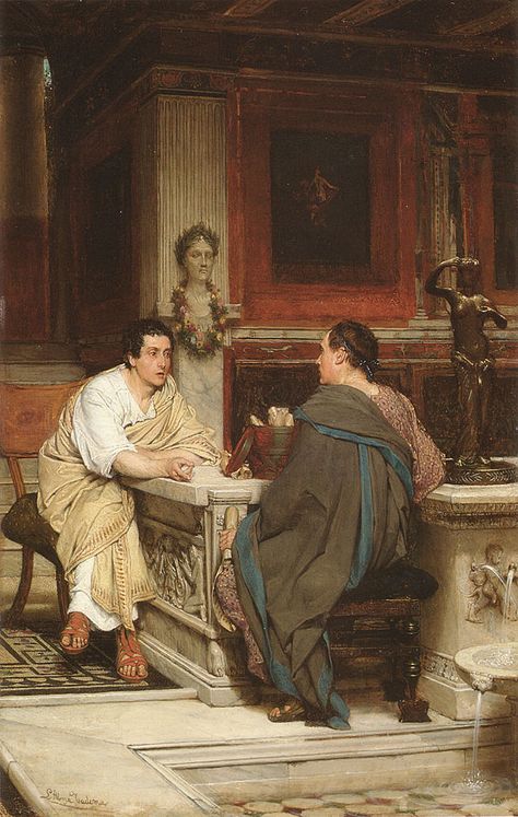 Sir Lawrence Alma-Tadema (Sir Lawrence Alma Tadema), The Discourse, (Greece) Lawrence Alma Tadema, Ancient Roman Art, Rome Antique, Classical Antiquity, Classic Artwork, Bernard Shaw, Roman Art, Pre Raphaelite, Art Antique