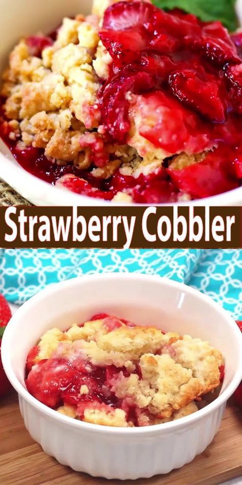 Barbeque Foods, Easy Cobbler Recipe, Dessert Cobbler, Easy Cobbler, Strawberry Cobbler Recipes, Strawberry Dump Cake, Cobbler Recipes Easy, Heavenly Desserts, Sweet Appetizer