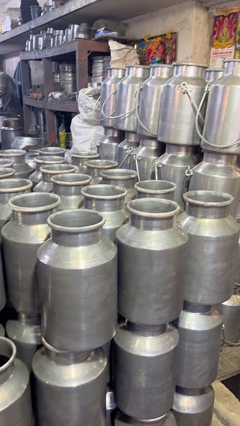 Amazing Process of Making Milk Cans in Factory | Amazing Process of Making Milk Cans in Factory | By Indian Food Vlogs | Facebook Milk Factory, Milk Cans, Mass Production, Indian Food, Indian Food Recipes, Milk, Education, Canning, Red