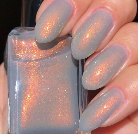 shleeepolish on Instagram: “Bride of Fire- restock this Friday 1/21!” Fairy Dust Nails, Duochrome Nails, Grandma Pants, Dust Nails, Pants For Summer, Violet Grey, Glitter Top, Peach And Green, Glitter Nail Polish