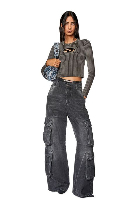 Women's New Jeans: Denim Jackets, Jeans and Skirts | Diesel® Diesel Outfits Women, Black Cargo Jeans Outfit, Diesel Outfits, Diesel Aesthetic, Mingi Aesthetic, Diesel Outfit, Diesel Style, Diesel Women, Diesel Fashion