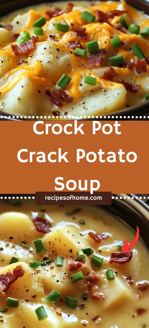 Creamy Potato Bacon Soup, Potato Soup Crockpot Recipes, Potato Soup Crock Pot Easy, Potato Cheddar Soup, Bacon Soup Recipes, Chicken Potato Soup, Potato Bacon Soup, Slow Cooker Potato Soup, Slow Cooker Potatoes