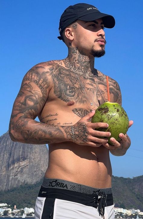 Brazilian Men, Mexican Men, Attractive Guys, Chest Tattoo, Neck Tattoo, Arm Tattoo, Tattoos For Guys, Books Wattpad, Wattpad