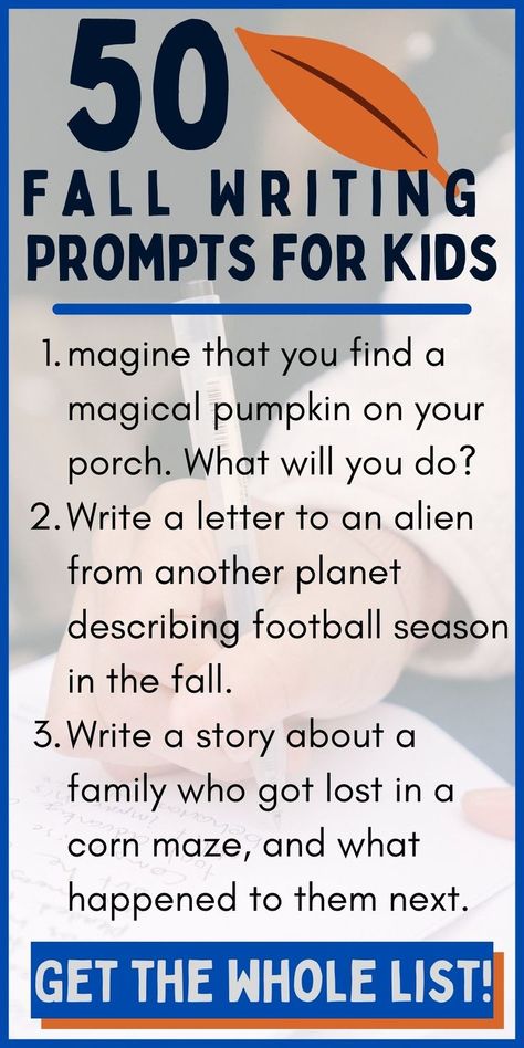 These free fall writing prompts are perfect for kids in kindergarten, first grade, 2nd grade, 3rd grade, and beyond. Use these fun story starter ideas for homeschool or extra autumn practice for your elementary aged student. Go beyond "My favorite thing about fall" or "What I love about fall" to find creative ideas to use for the first day of fall and beyond. Get the free printable list here! Story Starter Ideas, First Grade Writing Prompts, 5th Grade Writing Prompts, Fall Writing Prompts, Thanksgiving Writing Prompts, Starter Ideas, Creative Writing Stories, Halloween Writing Prompts, Writing A Persuasive Essay