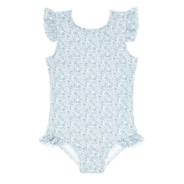 Girls One Piece Swimsuits & Swimwear | minnow Ruffle Bathing Suit, Baby Bubble Romper, Sleeve Silhouette, Grosgrain Ribbon Bows, Long Sleeve Rashguard, Swimming Outfit, Blue Gingham, Romper Dress, Floral Ruffle