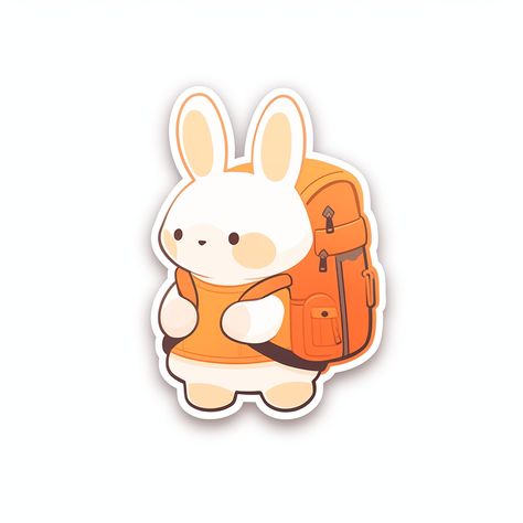 #cute #kawaii #stickers #bunny #animals Kawaii Backpack Drawing, Kawaii Chibi Anime, Cute Kawaii Stickers, Backpack Drawing, Fun Beauty Products, Inktober 2024, Big Backpacks, Kawaii Backpack, Animated Animals