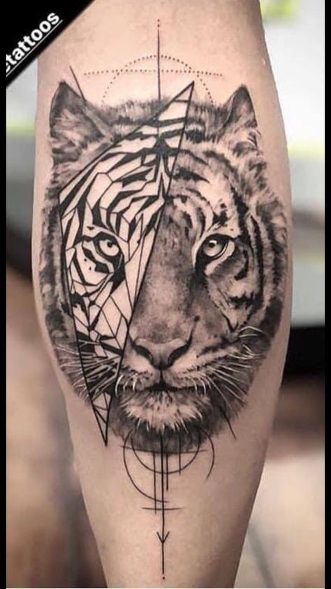 Geometric Tiger Tattoo Design, Geometric Tiger Tattoo, Eye Tattoo Meaning, Tato Maori, Geometric Tiger, Tiger Tattoo Sleeve, Etching Tattoo, Cool Half Sleeve Tattoos, Tiger Tattoo Design