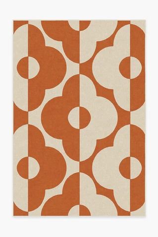 Orange & Yellow Rugs | Area Rugs | Ruggable Sage Green Rug, 70s Flowers, Kid Friendly Rugs, Coral Rug, Ruggable Rug, Retro Rugs, Rug Colors, Flat Woven Rug, Rug Stain