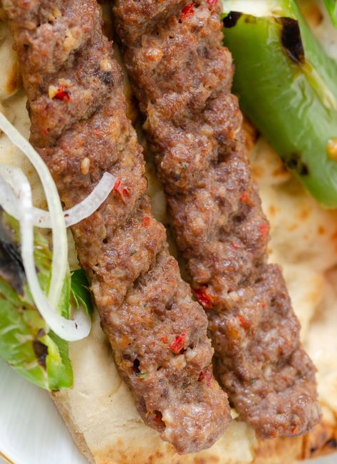 Turkish Adana Kebabs | 12 Tomatoes Turkish Adana Kebab Recipe, Adana Kebab Recipe, Turkish Lamb, Turkish Chicken, Turkish Kebab, Lamb Skewers, Shish Kebab, Italian Sausage Pasta, Inexpensive Meals