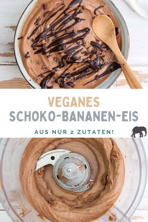 Das perfekte Eis für heiße Sommertage: Veganes Schoko-Bananen-Eis aus nur 2 Zutaten! Es ist super schnell gemacht, cremig und so lecker! | ElephantasticVegan.de #vegan #eis #nicecream Vegan Nice Cream, Nice Cream, Low Carb, Food And Drink, Cream, Drinks