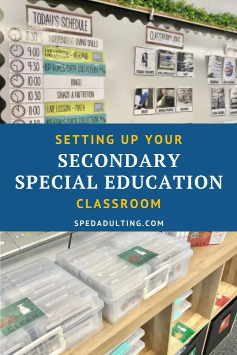 Mds Classroom Activities, Functional Academics Classroom, Life Skills Room Setup, High School Task Boxes Special Education, Secondary Life Skills Classroom, Fun Special Education Activities, Resource Room Middle School, Highschool Sped Classroom, Life Skills Special Education High School Vocational Tasks