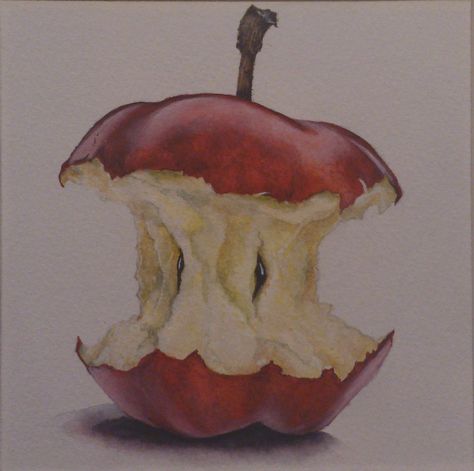 bitten apple Bitten Apple Drawing, Bitten Apple, Apple Sketch, Oil Painting Basics, Line Art Lesson, Apple Drawing, Painting Plants, Coraline Art, Prismacolor Art