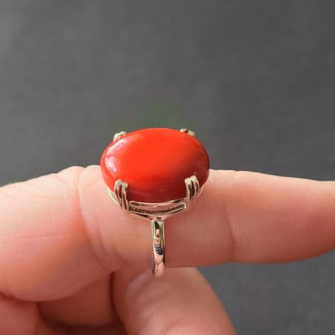 Red Coral Ring Size 8 In Sterling Silver-Remarkable Red Coral Jewelry Dimension: 16 Mm 13 Mm Material; Coral, Sterling Silver Handmade By Jewelrybyjohnm On Etsy Handmade New Without Tag Evil Eye Ring Silver, Red Coral Ring, Red Coral Jewellery, Stainless Steel Wedding Bands, Christmas Ring, Beautiful Wedding Rings, Coral Ring, Coral Jewelry, Jewelry Christmas