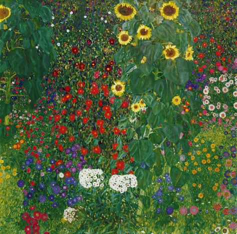 Garden With Sunflowers, Art Klimt, Gustav Klimt Art, Klimt Paintings, Klimt Art, Farm Garden, Oil Painting For Sale, Collaborative Art, Garden Painting