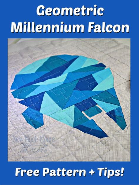 What's not to love about this modern geometric pattern?  Let me tell you all about my Millennium Falcon Mini Quilt! You are going to love it!  #Tutorial #Free #Pattern #Printables #Quilts #Pillows #Easy #Templates #Star #ForBeginners #Beginner #Art #Design #ArtDesign #Block #Hip #StarWars #MillenniumFalcon #MayTheFourthBeWithYou MayThe4thBeWithYou #Trendy #SewMuchMoore #SewMuchMooreInStore Star Wars Quilts Ideas Free Pattern, Starwars Quilt Patterns, Starwars Quilt Ideas, Star Wars Quilt Pattern, Star Wars Quilt Pattern Ideas, Star Wars Quilts, Starwars Quilt, Nerd Quilt, Easy Sewing Crafts