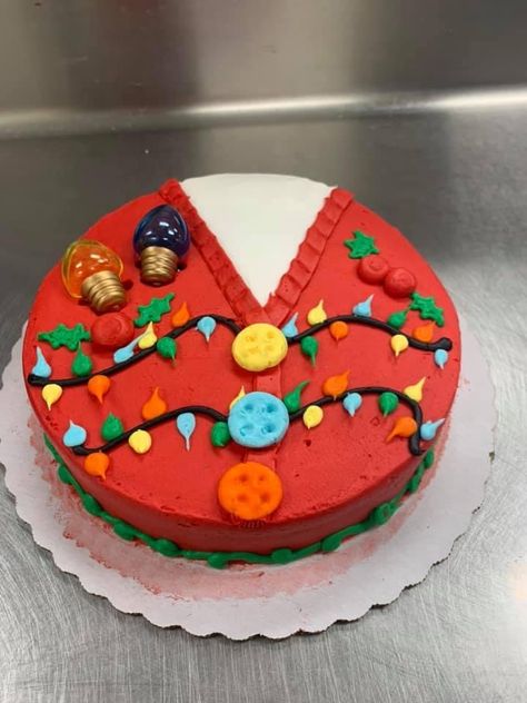 Cute Round Cakes, Round Christmas Cakes, Funny Christmas Cakes, Cookie Cake Ideas Decorated, January Cakes, Round Christmas Cake Designs, Christmas Cookie Cakes, Christmas Cakes Ideas Decoration, Christmas Sweater Cake