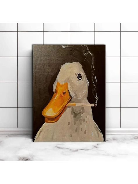 Add A Touch Of Fun To Your Home Decor With This Fun Duck Smoking Canvas Poster - No Frame RequiredI discovered amazing products on SHEIN.com, come check them out! Felt Ideas, Animal Posters, Home Decor Paintings, Diy Canvas Art Painting, Art Inspiration Painting, Diy Canvas Art, Diy Canvas, Canvas Art Painting, Cartoon Animals