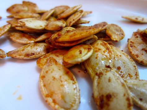 Barbecue Roasted Pumpkin Seeds Flavored Pumpkin Seeds, Pumpkin Roasted, Spicy Pumpkin Seeds, Pumpkin Seeds Recipe, Roasted Seeds, Bbq Roast, Pumpkin Seed Recipes, Pumpkin Seed Butter, Toasted Pumpkin Seeds