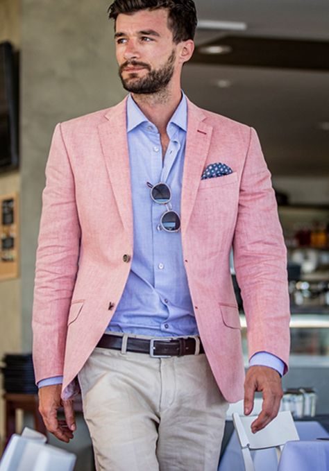 Dressy Casual Winter, Men Blazer Outfit, Men In Pink, Pink Blazer Outfit, Gents Suits, Blazers For Men Casual, Stylish Mens Suits, Dapper Mens Fashion, Blazer Outfits Men