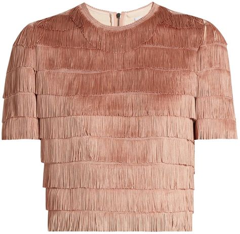 RAEY Short-sleeved fringed top Fringe Tops, Nude Shirt, Nude T Shirts, Shirts Crop Tops, Fringe Shirt, Fringe Crop Top, Shirts Crop, Tiered Tops, Rose Shirts