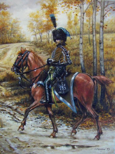 French; 2nd Hussars, Officer. Battle Of Borodino, French Hussars, French Soldier, French Life, Army Poster, Military Artwork, Napoleon Bonaparte, French History, Historical Painting