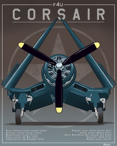 Fighter Planes Art, Corsair F4u, Folded Wings, Arte Art Deco, Wwii Fighter Planes, Airplane Photos, Us Military Aircraft, F4u Corsair, Aviation Posters