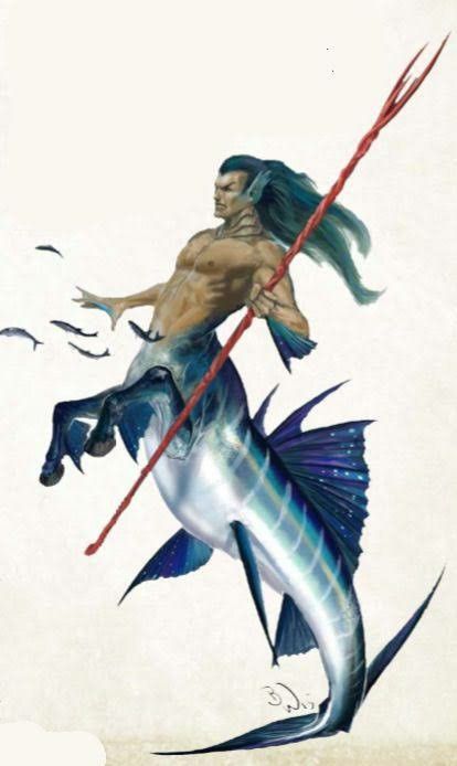 Greek Creatures, Mythical Beast, Fantasy Races, Mythical Creatures Art, Greek Art, Greek Myths, Mermaid Art, Fantasy Rpg, Greek Gods