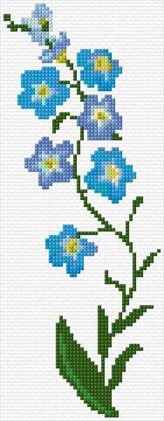 Blue Flower Cross Stitch, Cross Stitch Calculator, Stitch Flowers, Cross Stitch Patterns Flowers, Mini Cross Stitch, Mini Cross, Online Pattern, Cross Stitch Patterns Free, Free Cross Stitch