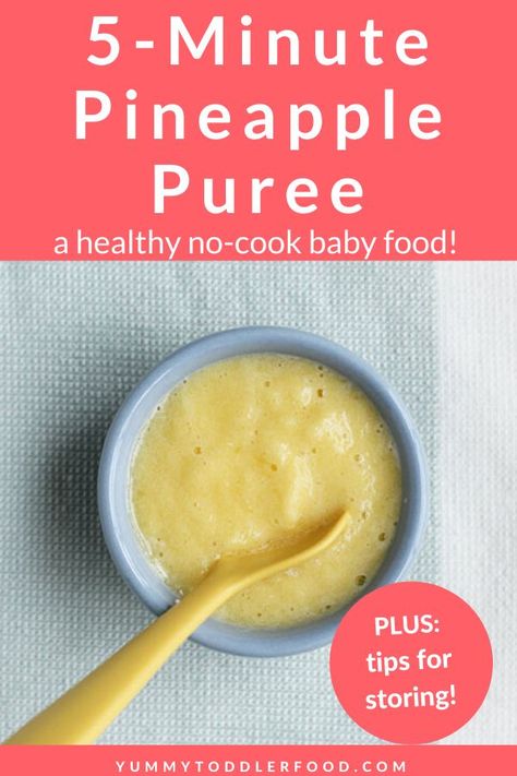 Turn fresh pineapple into a tropical and healthy baby food puree with this no-cook Pineapple Puree recipe. Plus: Easy tips for how to freeze it for later! #babyfood #babyfoodideas #stage2babyfood #pineapplepuree Pureed Fruit Recipes, Pineapple Baby Food, Pineapple Puree Recipes, Blueberry Baby Food Puree, Purée Foods, Stage 1 Baby Food Recipes, Apple Puree For Baby, Pineapple Puree, Homemade Baby Puffs