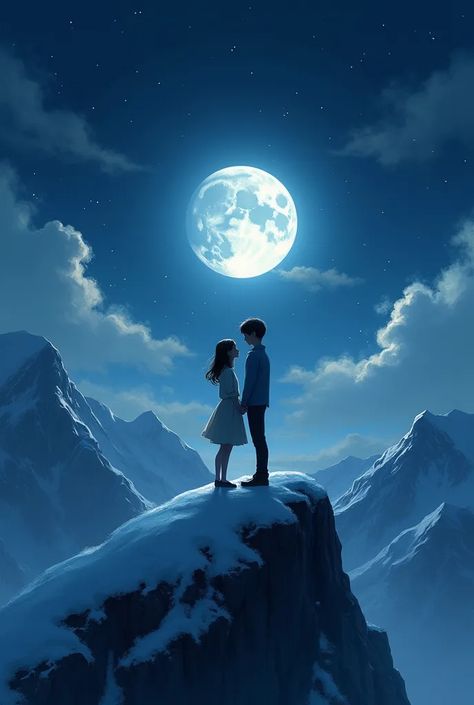 #couple #love #parejas #fondo #moon Love Art Aesthetic, Couple Under Moon Aesthetic, Couple Watching Moon Aesthetic, Couple Under The Moon, Couple Moon Painting, Kissing Under The Moonlight, Moon Moon, Under The Moon, Art Aesthetic