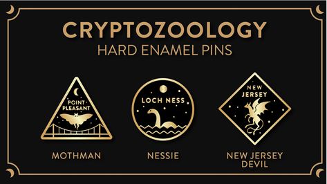 Cryptozoology Enamel Pins now live on Kickstarter! ___________________________________________ #enamel pin #kickstarter #cryptozoology #nessie #mothman #new jersey devil #hard enamel pin #pin #cryptid #fashion Cryptozoology Patch, Cryptid Pins, Cryptidcore Aesthetic, Paranormal Aesthetic, Battle Jacket, Mystical Places, Jersey Devil, Cool Pins, Jewelry Pins