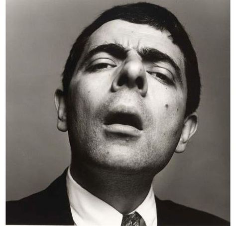 Mister Bean, Faces Black And White, Rowan Atkinson, Mr Bean, Celebrity Portraits, Black And White Portraits, Interesting Faces, Black And White, White