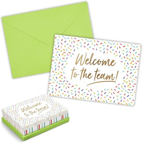 PRICES MAY VARY. Blank Welcome Cards: Welcome new coworkers, teammates, interns, staff members, and colleagues with this set of welcome cards for employees; perfect for creating a warm and inviting onboarding experience at your work office Colorful Confetti Design: Our welcome note cards feature a vibrant confetti design on the front cover, accompanied by "Welcome to the Team" elegantly printed in gold foil to help you show appreciation to your team Reliable Quality: The A7 employee welcome card Welcome Cards, Welcome To Our Team, Gift For Employees, Gold Foil Text, Confetti Design, Welcome To The Team, Message Of Encouragement, Welcome Card, Greeting Card Envelope