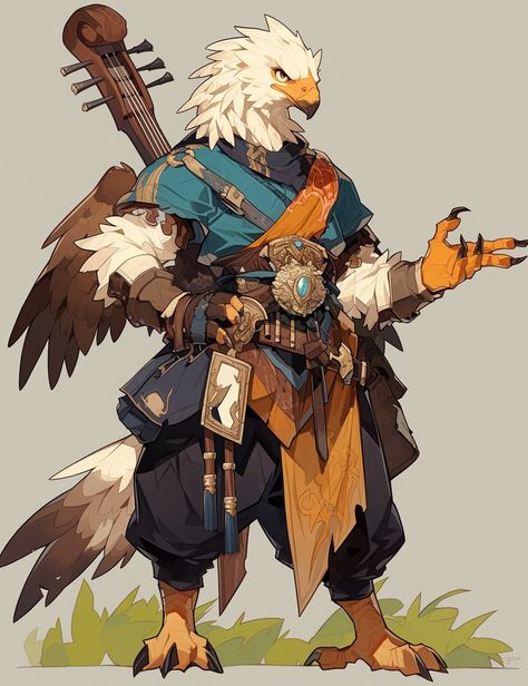 Arakokra Dnd Art, Humanoid Animal Art, Aarakocra Character Design, Fantasy Bird Concept Art, Avian Fursona, Arakokra Dnd, Aarakocra Bard, Aarakocra Dnd, Humanoid Bird