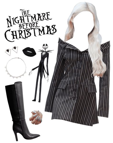 Jack Nightmare Before Christmas Costume Women, Jack Skeleton Inspired Outfits, Jack The Skeleton Costume Woman, Jack Skeleton Costume Women, Jack Skellington Outfit Ideas, Halloween Costumes Jack Skellington, Womens Jack Skellington Costume, Jack Costume Women, Jack Skellington Dress