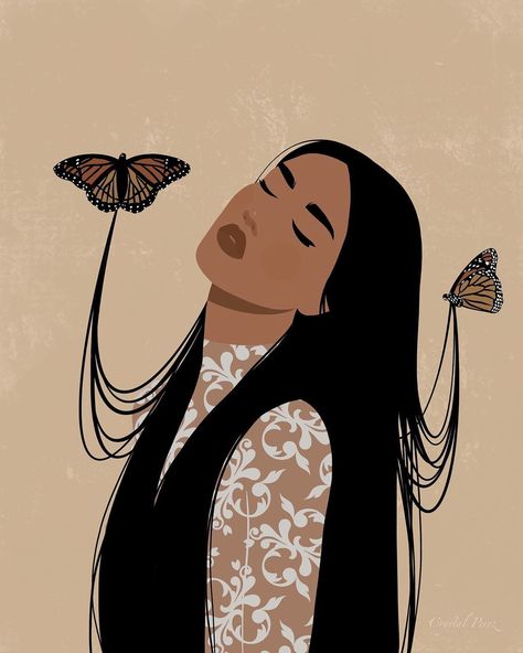 Crystal Perez Illustrations’s Instagram post: “‘Inner Peace’🤎 “I wish you peace, the kind that lights you up from the inside out.”- unknown ...swipe ➡️1, 2 or 3? Couldn’t decide, I like…” Kat Diy, 달력 디자인, Soyut Sanat Tabloları, Illustration Art Girl, Girls Cartoon Art, Girly Art, Line Art Drawings, Diy Canvas Art, Cartoon Wallpaper