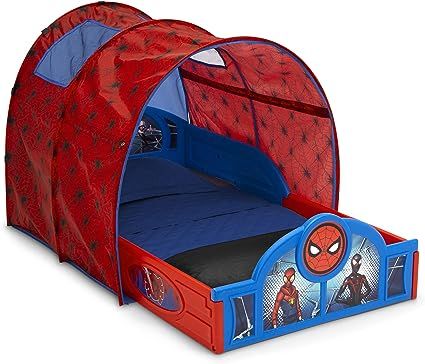 Toddler Bed Tent, Bed With Tent, Spiderman Bed, Spiderman Toddler, Toddler Tent, Spiderman Room, Men Bed, Big Kid Bed, Cool Tents