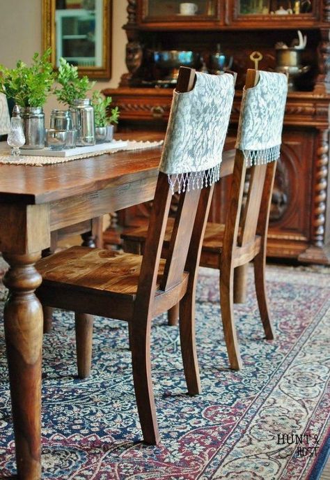 s 12 ways to revamp your dining room chairs before the holidays, Hang a cover to add color to wooden chairs Dining Chair Makeover, Chair Back Covers, Dining Room Chair Covers, Diy Dining, Dining Chair Covers, Dining Room Chair, Chair Makeover, Small Chair, Cafe Chairs