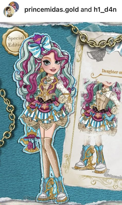 Ever After High Art Style, Ever After High Wonderland Outfits, Maddie Hatter Fanart, Ever After High Redesign, Mad Hatter Ever After High, Madeline Hatter Fanart, Ever After High Videos, Ever After High Fanart, Maddie Hatter