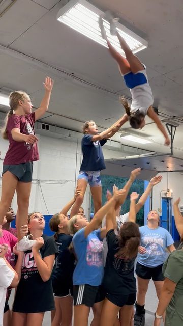 layout flip toss Stunt Ideas, Cheer Stunts, August 17, Cheerleading, Layout, On Instagram, Instagram