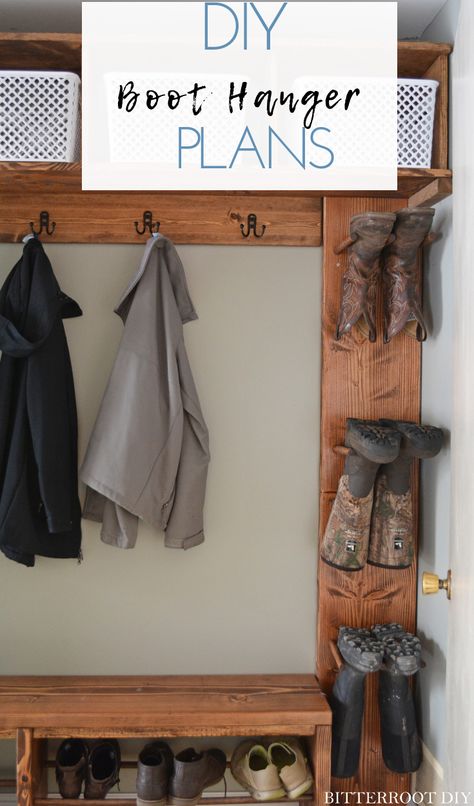 Mudroom Boot Hanger | Mudroom Plans, Custom Mudroom, Boot Hanger, Diy Mudroom, Wood Projects Plans, Boot Storage, Mud Room Storage, Wood Projects That Sell, Woodworking Classes