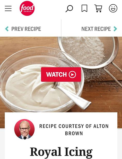 Alton Brown Royal Icing Recipe, Brown Royal Icing, Alton Brown Sugar Cookies, Easy Icing Recipe, Easy Icing, Brown Sugar Cookies, Sugar Cookie Icing, Alton Brown, Royal Icing Recipe