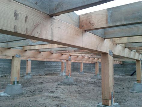 Post And Beam Foundation, Pier And Beam Foundation, Foundation Design, Building A Basement, Beam House, Framing Construction, Building Foundation, Building A Porch, Foundation Repair