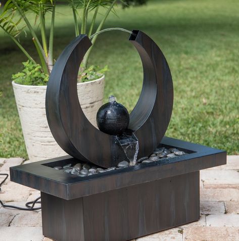 Wildon Home® Russel Metal Fountain with Light & Reviews | Wayfair Contemporary Outdoor Living, Modern Fountain, Solar Fountain, Outdoor Deck Furniture, Fountain Feature, Waterfall Fountain, Water Fountains Outdoor, Fountain Pump, Outdoor Fountain