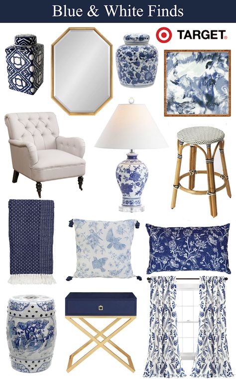 Blue White Chinoiserie Living Room, Blue And White China Bedroom, Blue And White Mediterranean Decor, Blue And White Boho Bedroom, Blue And White Chinoiserie Decor, Chinoiserie Decorating Bedroom, Blue And White Living Room Coastal, Chinoiserie Chic Bedroom, Caribbean Cottage