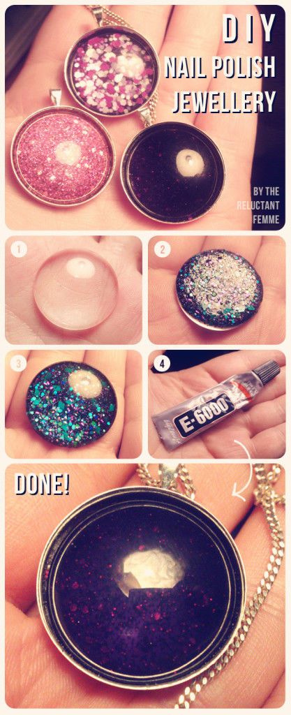 DIY Nail Polish Jewelry Pictures, Photos, and Images for Facebook, Tumblr, Pinterest, and Twitter Nail Polish Jewelry, Nail Polish Crafts, Diy Nail Polish, Diy Collier, Diy Jewlery, Jewerly Making, Pulseras Diy, Jewelry Picture, Diy Schmuck