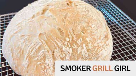 Pit Boss Crusty Artisan No-Knead Bread Traeger Bread Recipes, Cooking On A Pellet Grill, Pellet Grill Bread Recipes, Bread On The Smoker, Smoker Bread Recipes, Traeger Bread, Smoker Bread, 4 Ingredient Bread, Grilled Bread Recipes