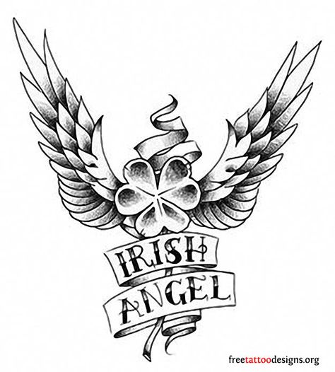 Irish shamrock tattoo design Irish Shamrock Tattoo, Claddagh Tattoo, Shamrock Tattoo, Four Leaf Clover Tattoo, Shamrock Tattoos, Irish Tattoos, Clover Tattoos, Angel Tattoo Designs, Thigh Tattoos