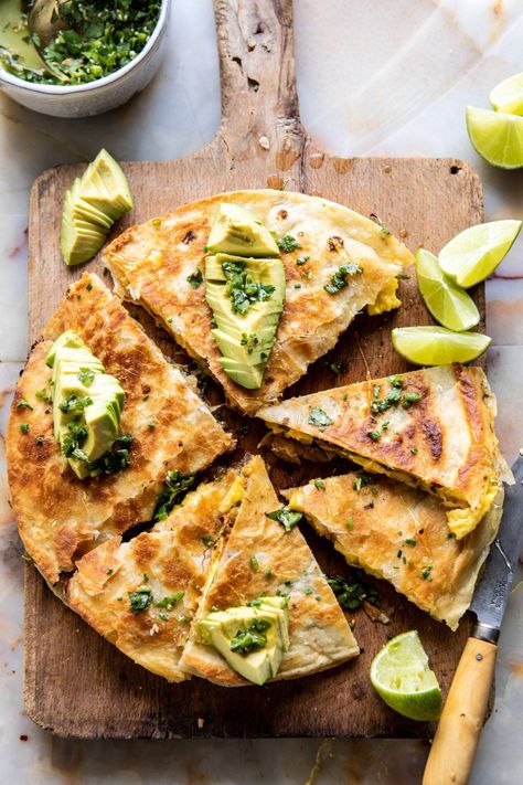 Breakfast Quesadilla Recipes, Soft Scrambled Eggs, Eggs And Avocado, Half Baked Harvest Recipes, Breakfast Quesadilla, Toddler Breakfast, Breakfast Party, Harvest Recipes, Quesadilla Recipes